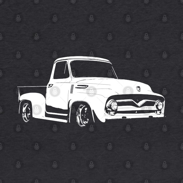 1955 Ford F-100 - stylized white on dark background by mal_photography